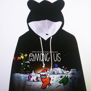 Among Us Youth Girls Hoodie with Cat Ears Black